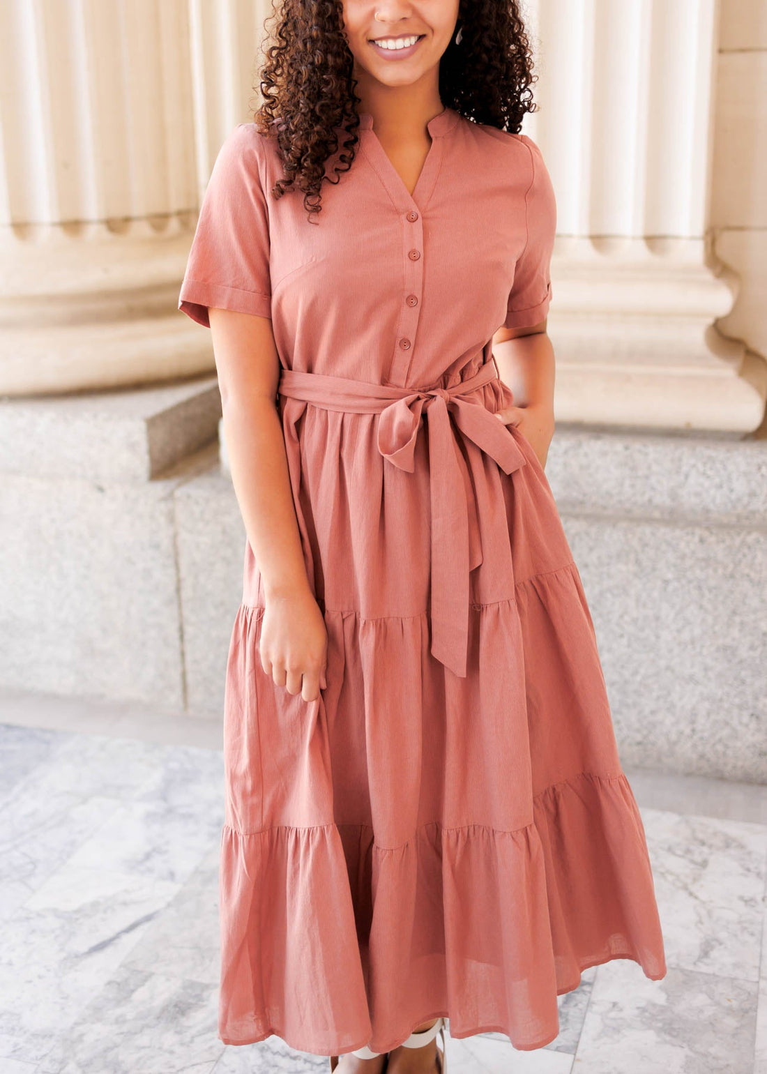 Sadie Dark Blush Bow Tie Dress