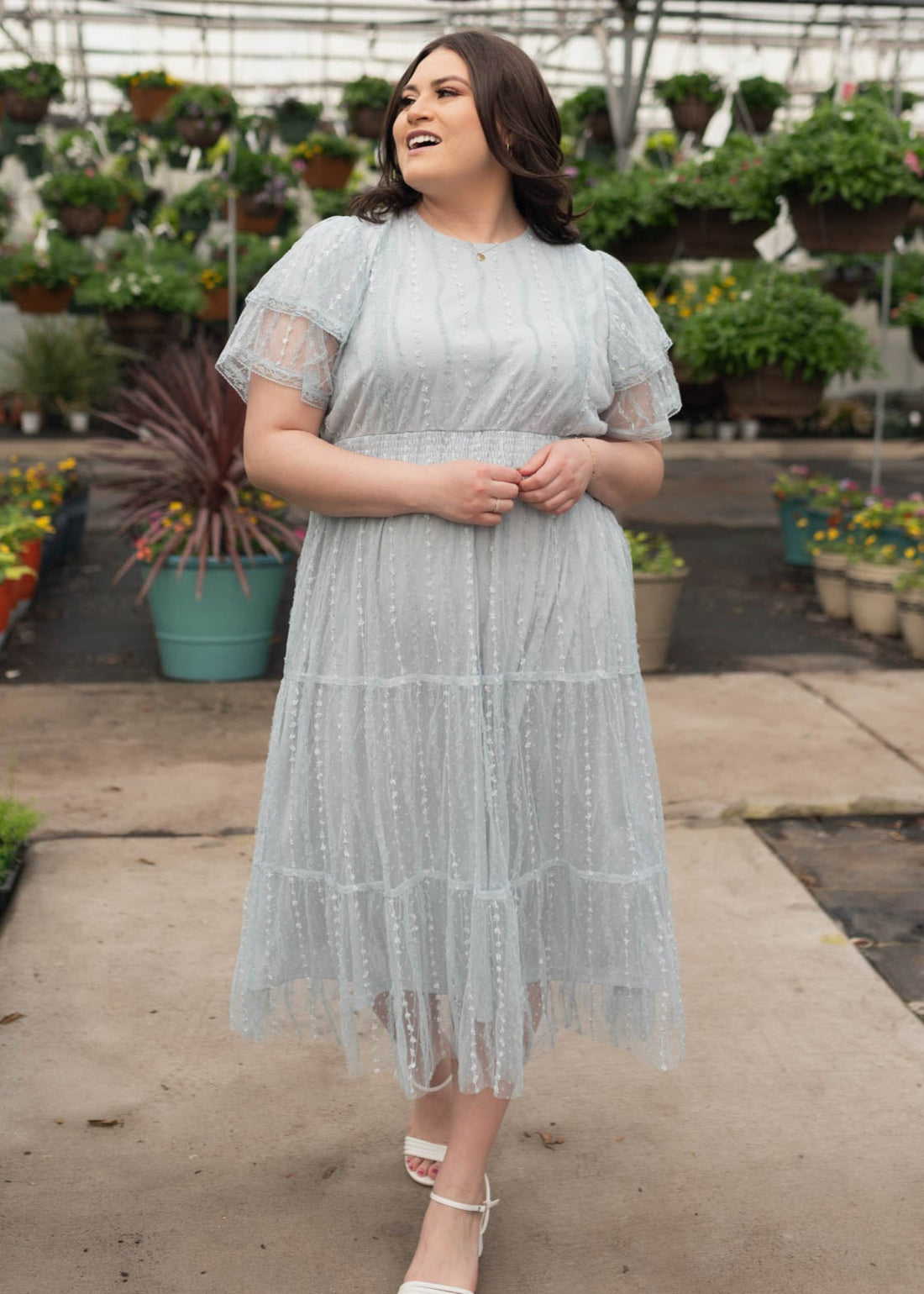 Sarah Dusty Blue Lace Dress