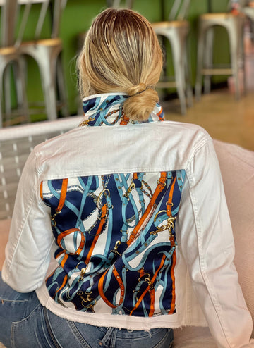 The White Denim Jacket / Navy Straps